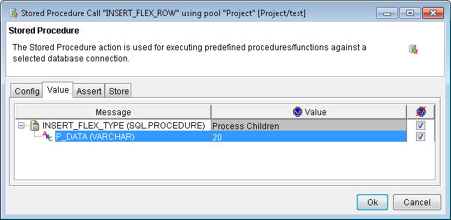 Stored Procedure Value tab