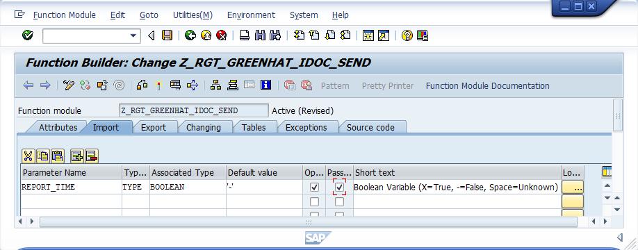 Import parameters