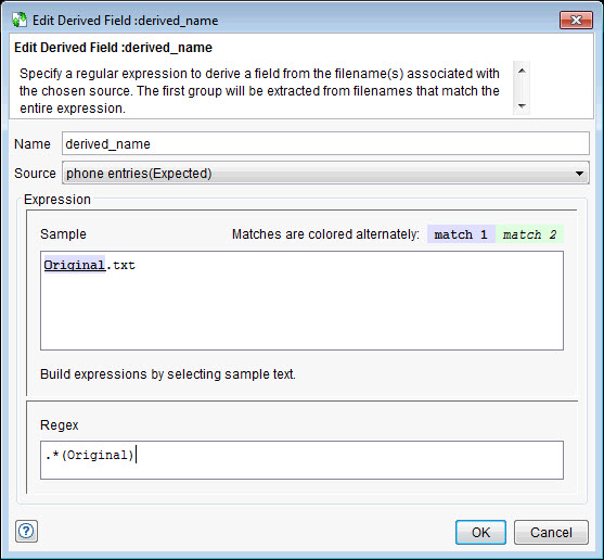 Derived fields dialog