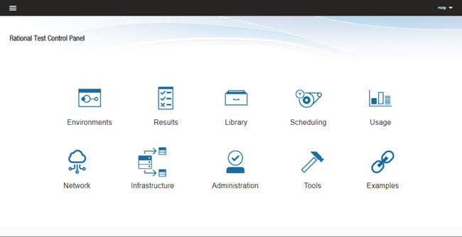 Image of the Rational Test Control Panel Home page.