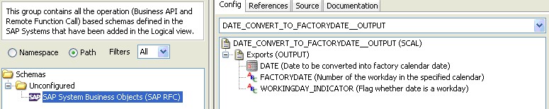 Schema Library view, SAP RFCs (example)