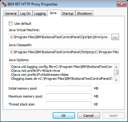 The user interface for the editProxyService.bat utility has a text box where you can enter -D properties.