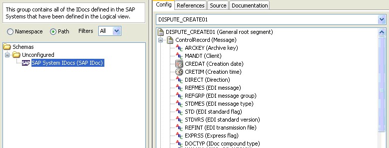 Schema Library view, SAP IDocs (example)