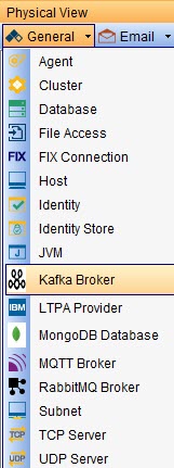 Image of the Kafka Broker option in the Physical View.