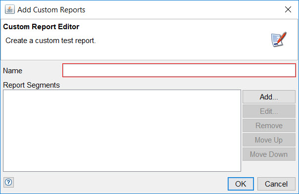 Image of the Add Custom Reports window.