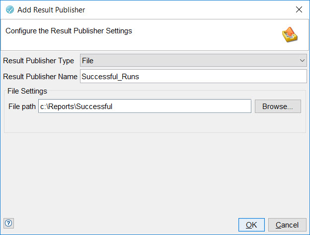 The Add Result Publisher window.