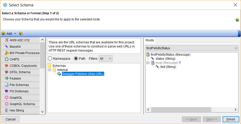 Image of the Select Schema dialog.