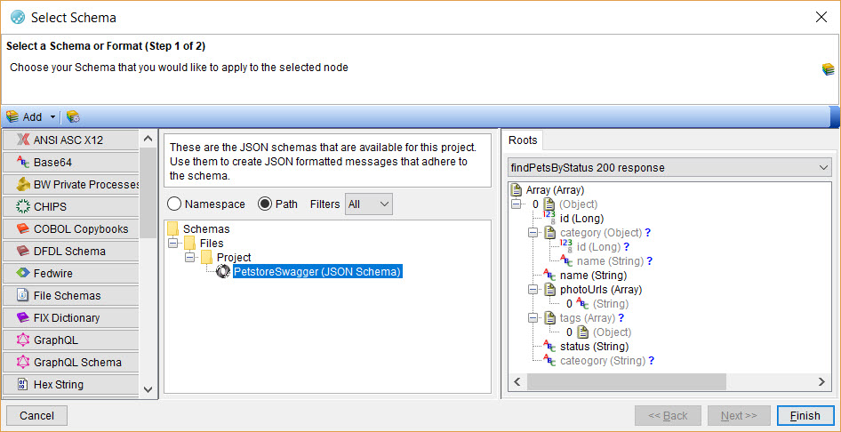 Image of the Select Schema dialog.