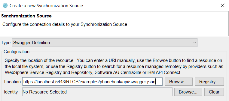 Image of the Synchronization Source window.