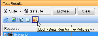 View suite run history and change suite run archive policies