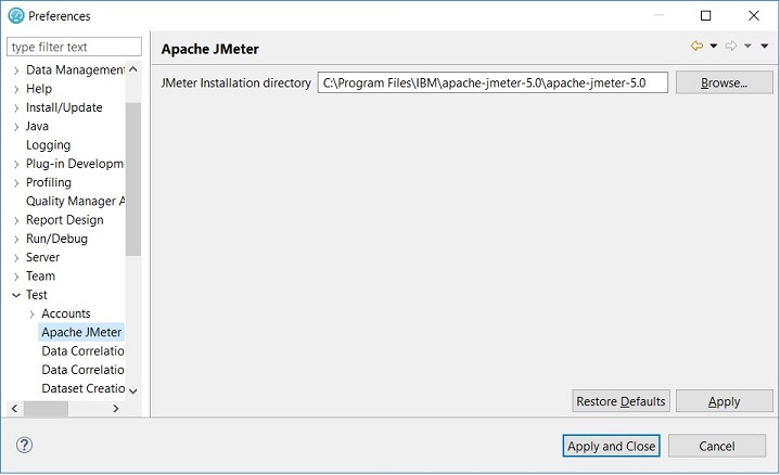 Setting JMeter Preference