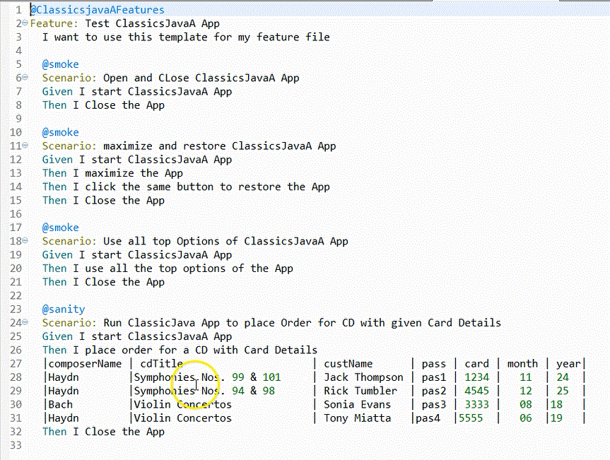 ClassicsJavaA Feature file