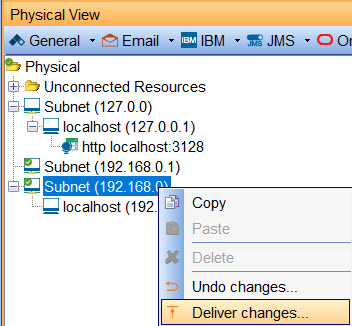 Image of the Git options in the physical view.