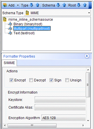 Formatter properties are located below the Schema Type pane.