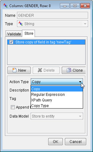 Store tab dialog