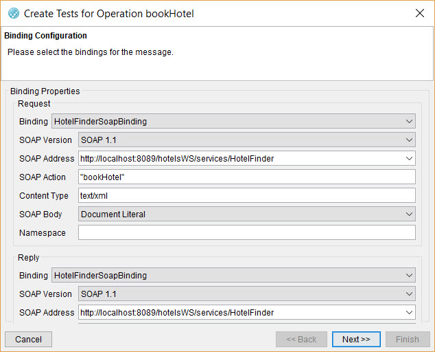 Image of the binding configuration dialog box.