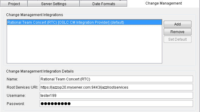 Change Management settings