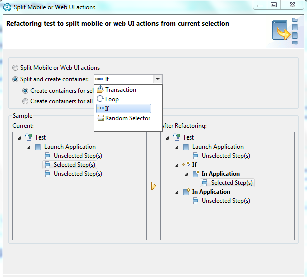 Split Mobile or Web UI actions