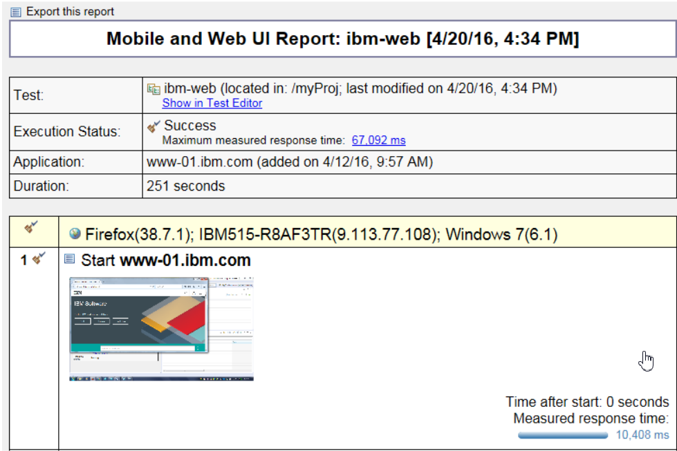 UI Test report