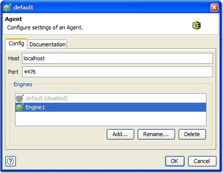 Agent configuration dialog box