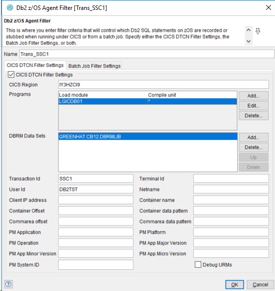 Agent for z/OS filter