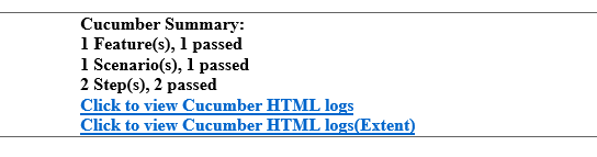 Test execution log