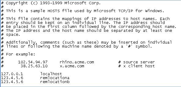 hosts file with two remote locations