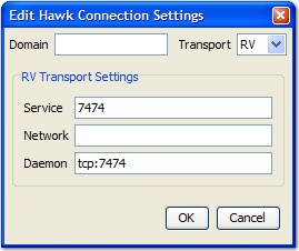 Edit Hawk Connection Settings window