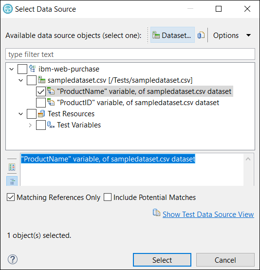 Select data source