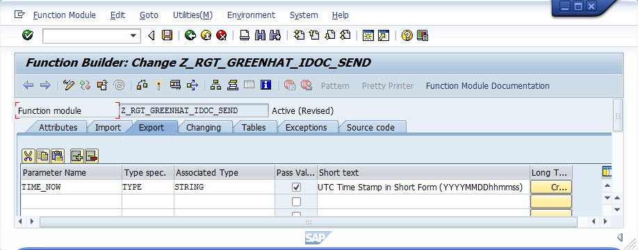 Export parameters