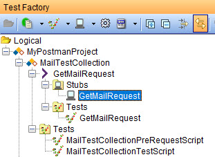 image of the stubs created displayed in the Test Factory view