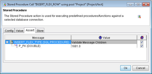 Stored Procedure Call Assert tab